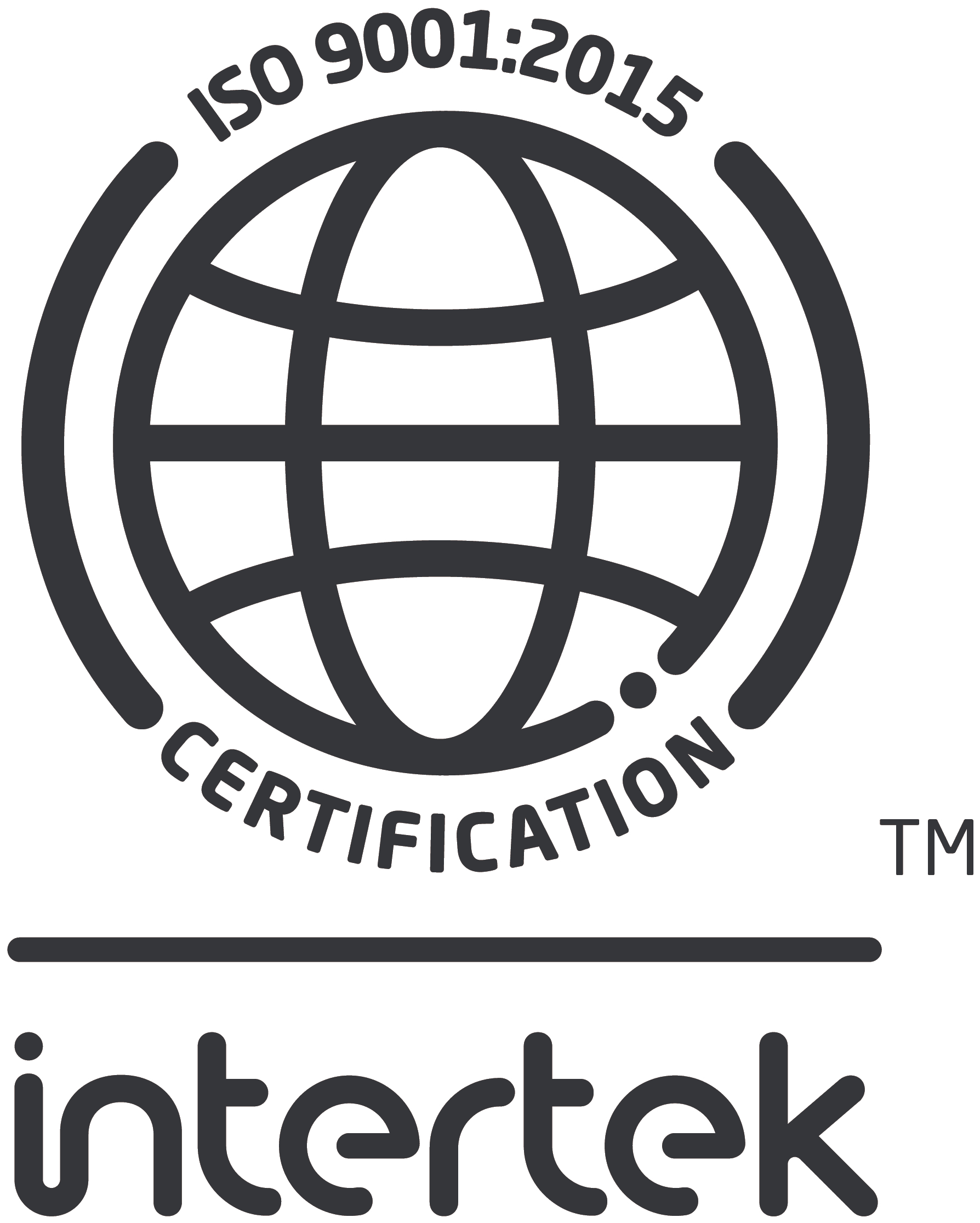 ISO 9001:2015 certification mark issued by Intertek